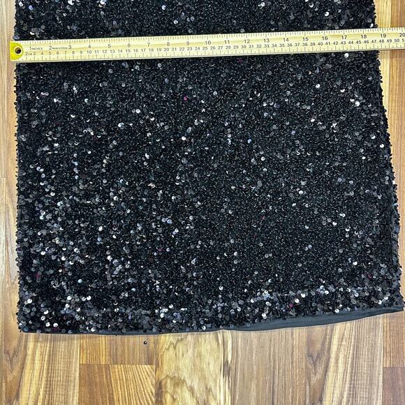 Black Sequin Long Sleeve Mini Dress XS Party Holiday NYE Cocktail Coquette - Picture 9 of 11